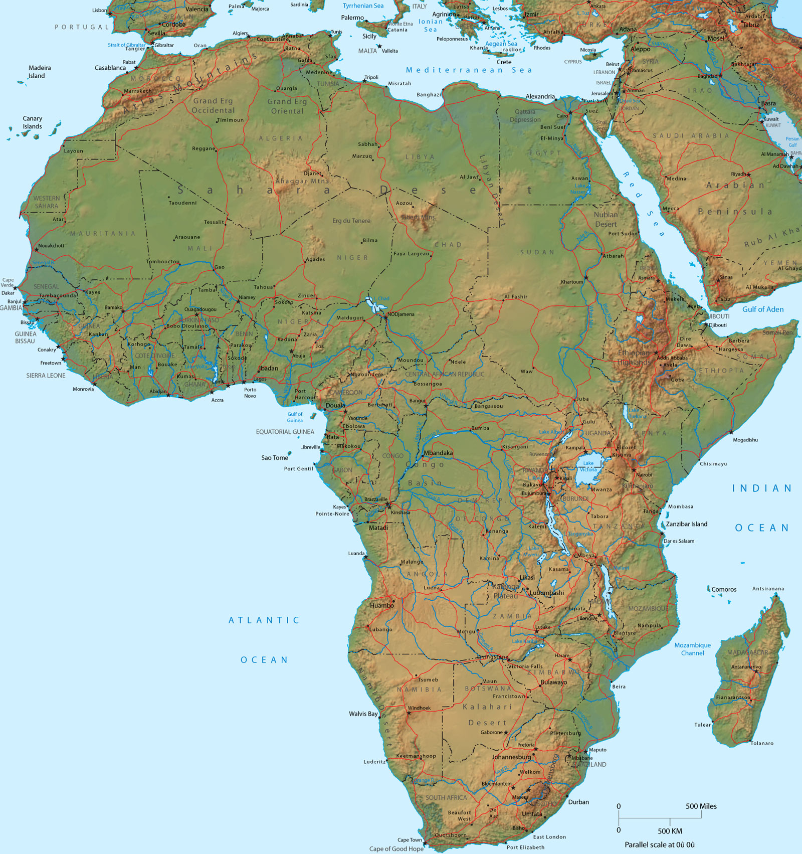 fiziki haritalar afrika