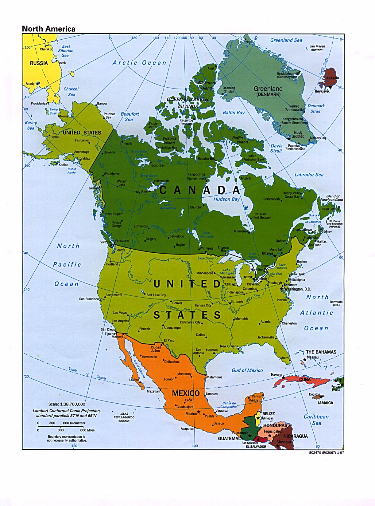 kuzey amerika haritasi ulkeler