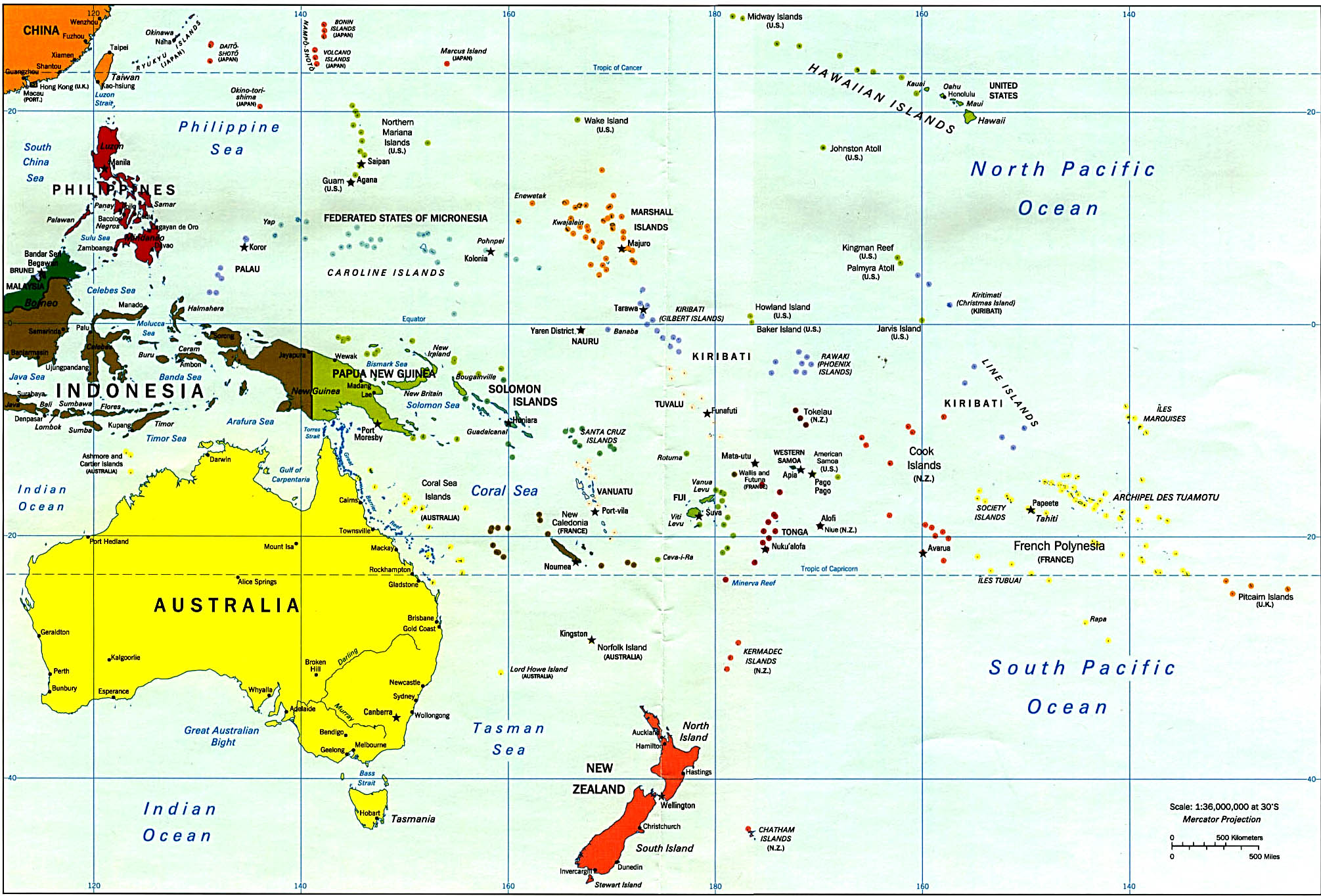 okyanusya politik haritalar