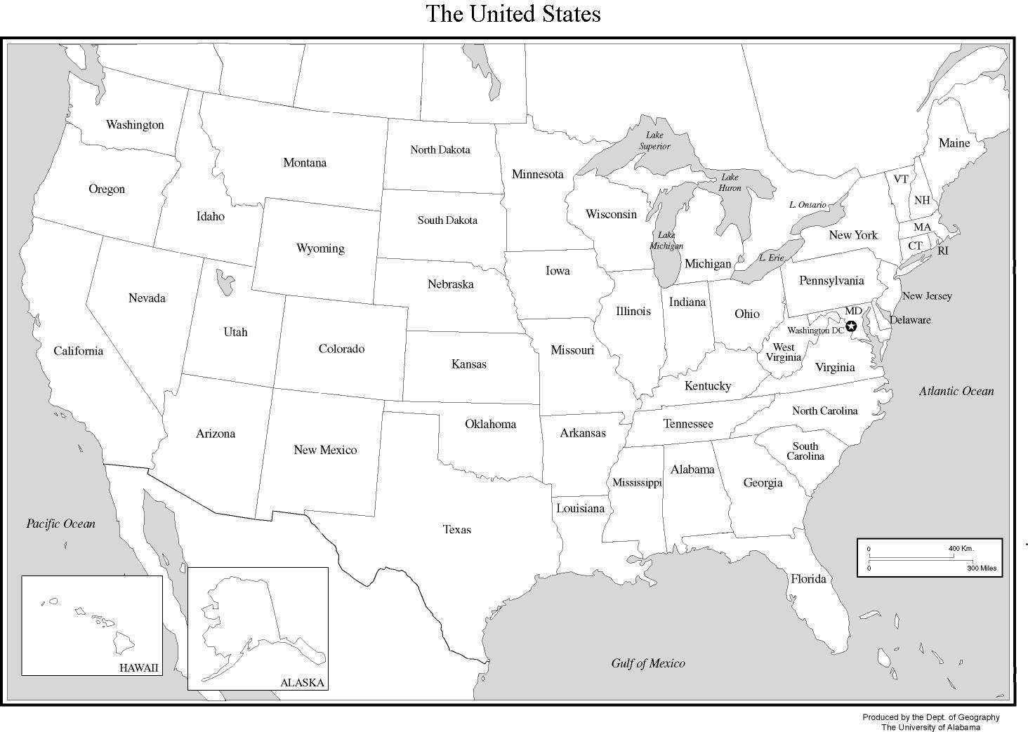 ABD Eyaletler Haritası Boş