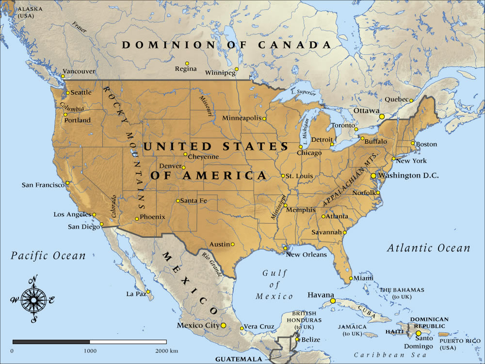 ABD Kanada Meksika Haritası