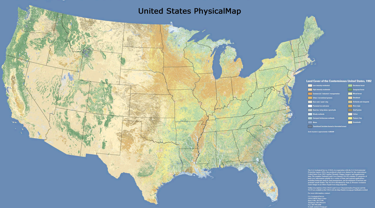 Amerika Birleşik Devletleri Haritası Fiziki