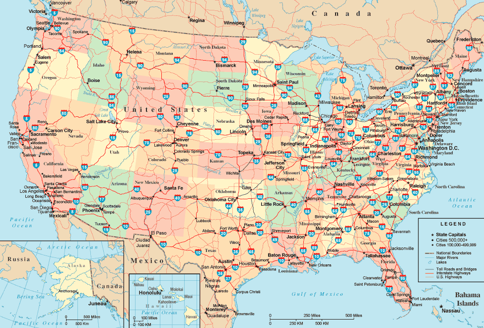 Amerika Birleşik Devletleri Karayolları Harita