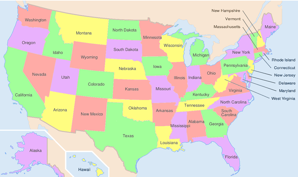 Amerika Birleşik Devleti Eyaletler Haritası