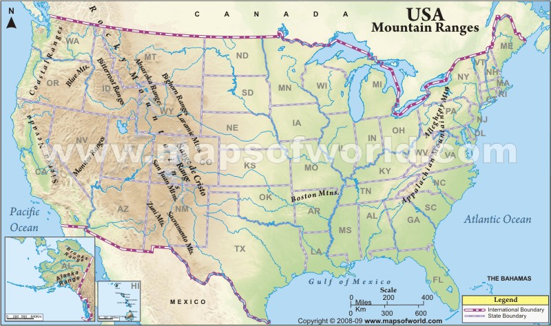 Amerika Birleşik Devletleri Dağlık Haritası