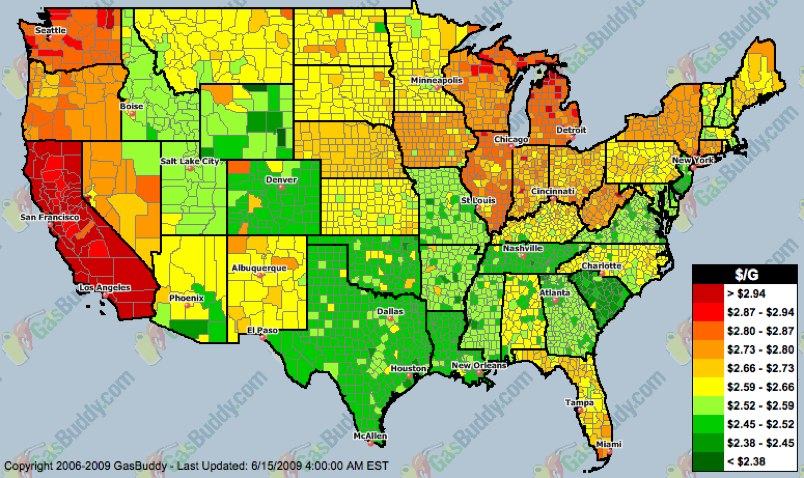 Amerika Birleşik Devletleri Gaz Fiyatlari Haritası