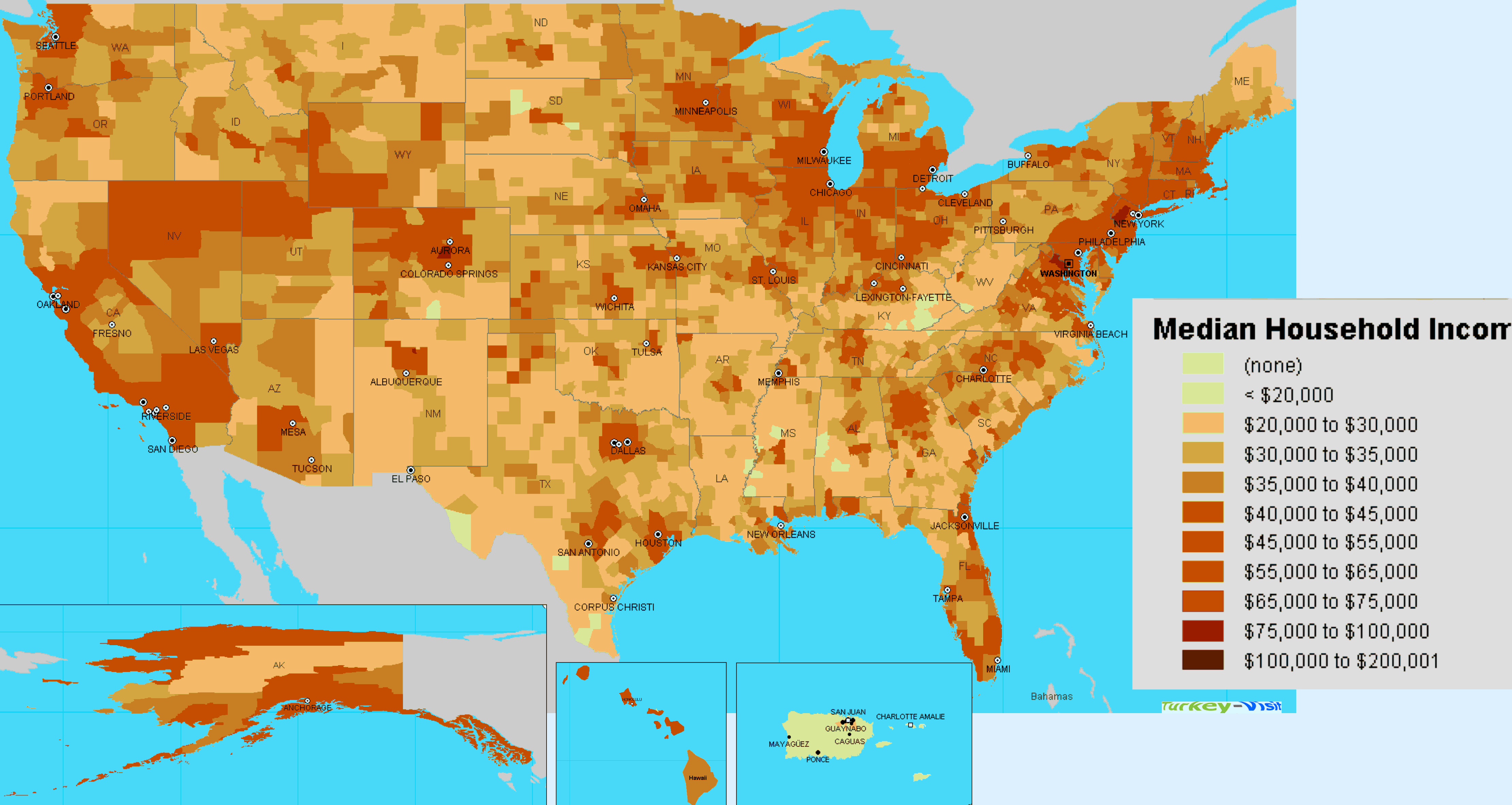 Amerika Birleşik Devletleri Geliri Haritası Büyük