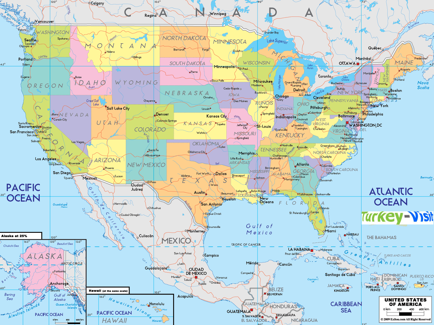 Amerika Birleşik Devletleri Eyaletler Siyasal Haritası