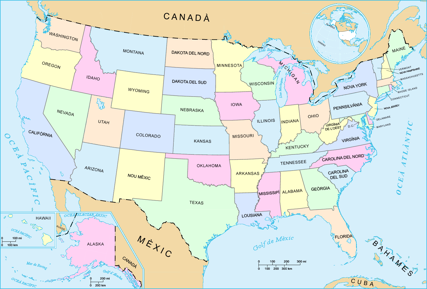 Amerika Birleşik Devletleri Hawaii Alaska Haritası