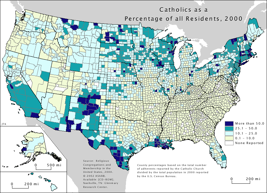 Amerika Birleşik Devletleri Katolik Haritası