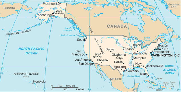 Amerika Birleşik Devletleri Kuzey Amerika Haritası