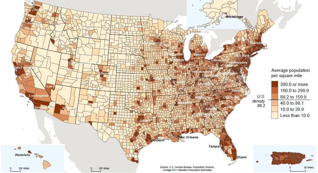 Amerika Birleşik Devletleri Nüfus Haritası