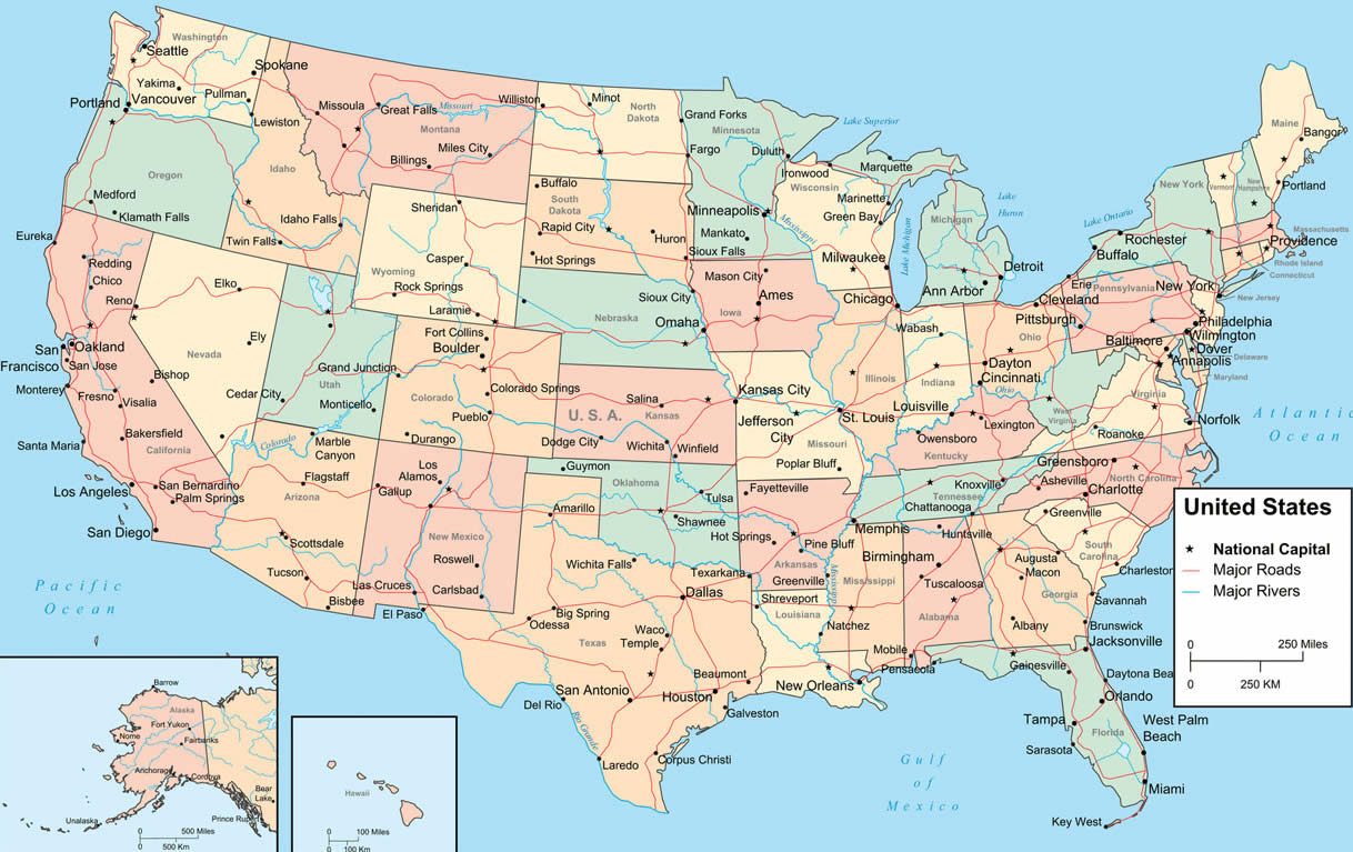Amerika Birleşik Devletleri Şehirleri Haritası