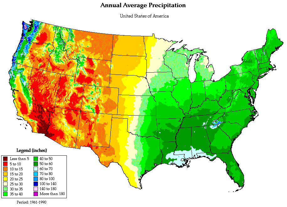 Amerika Birleşik Devletleri Yağış Haritası