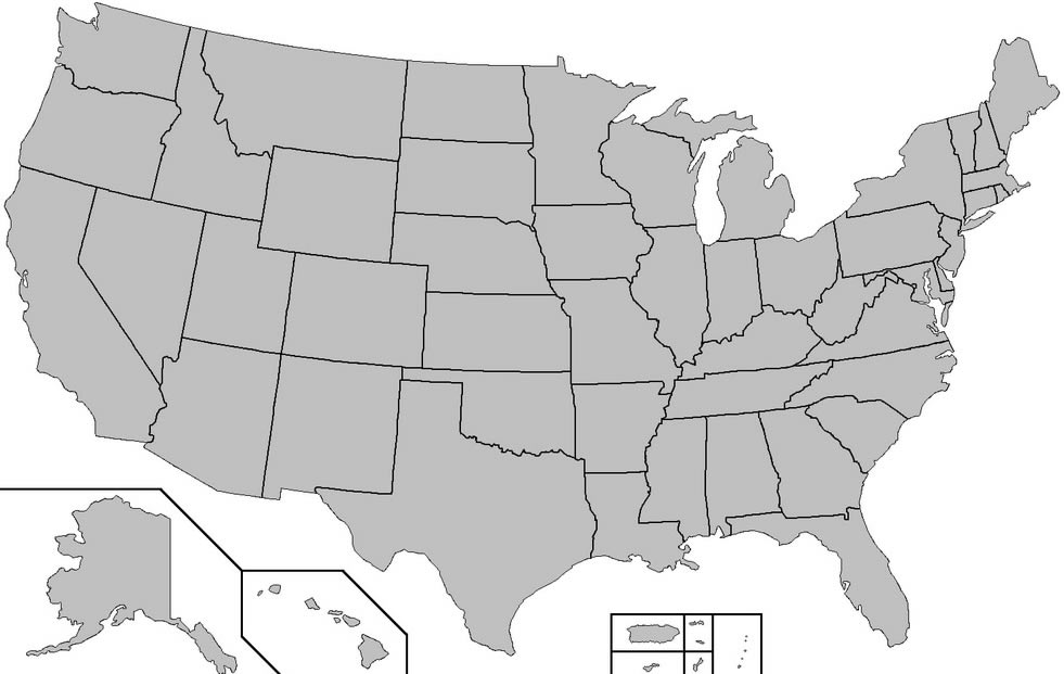 Boş Amerika Birleşik Devleti Haritası