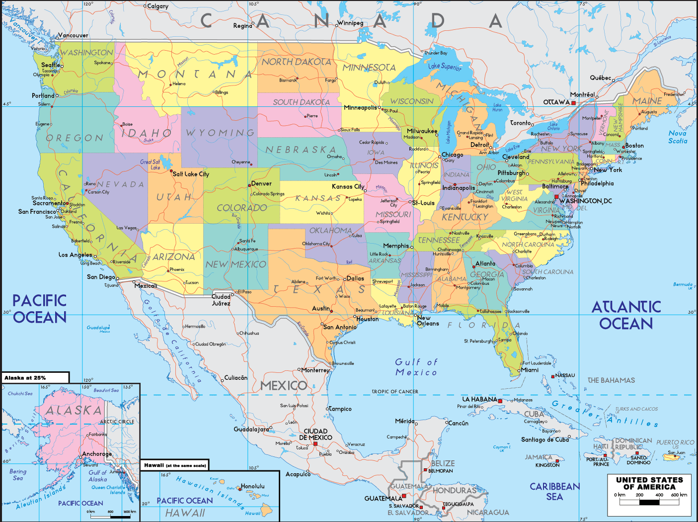 Siyasi Amerika Birleşik Devleti Haritası