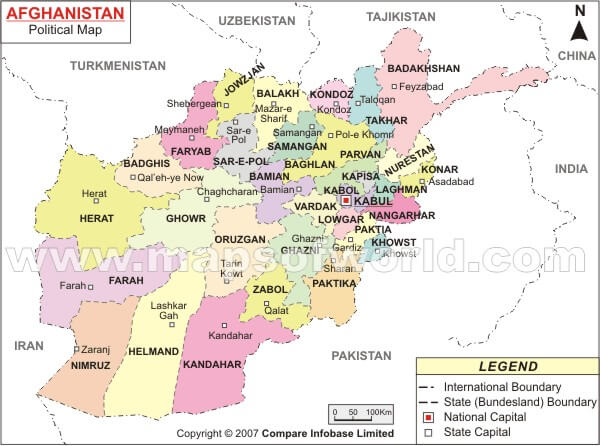 afganistan sehir sinirlari haritasi