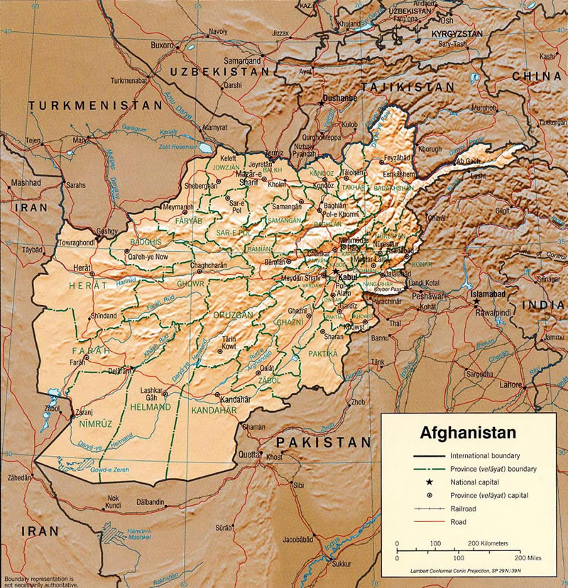 afganistan fiziki haritasi