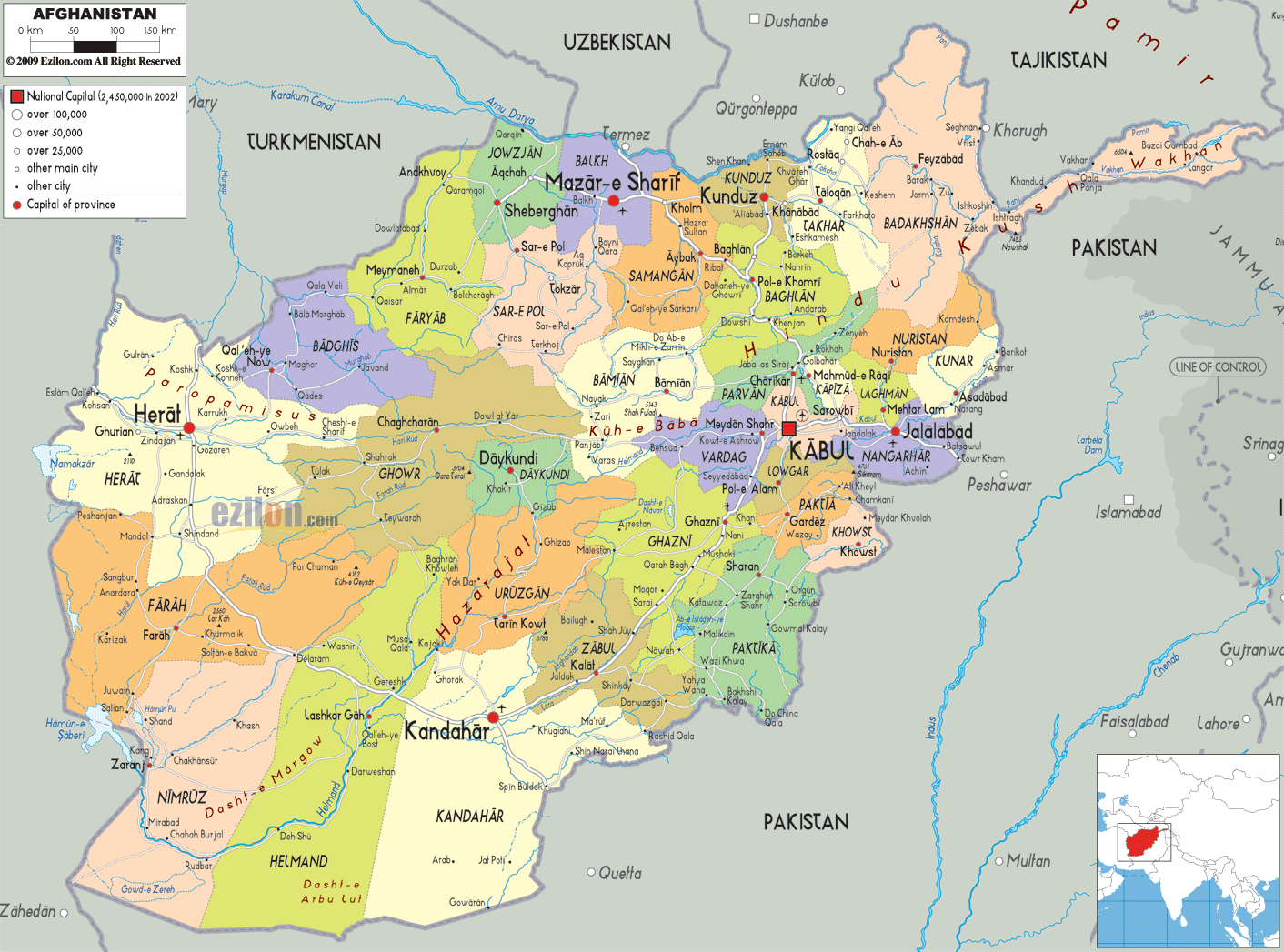 afganistan ulke bolgeler haritasi