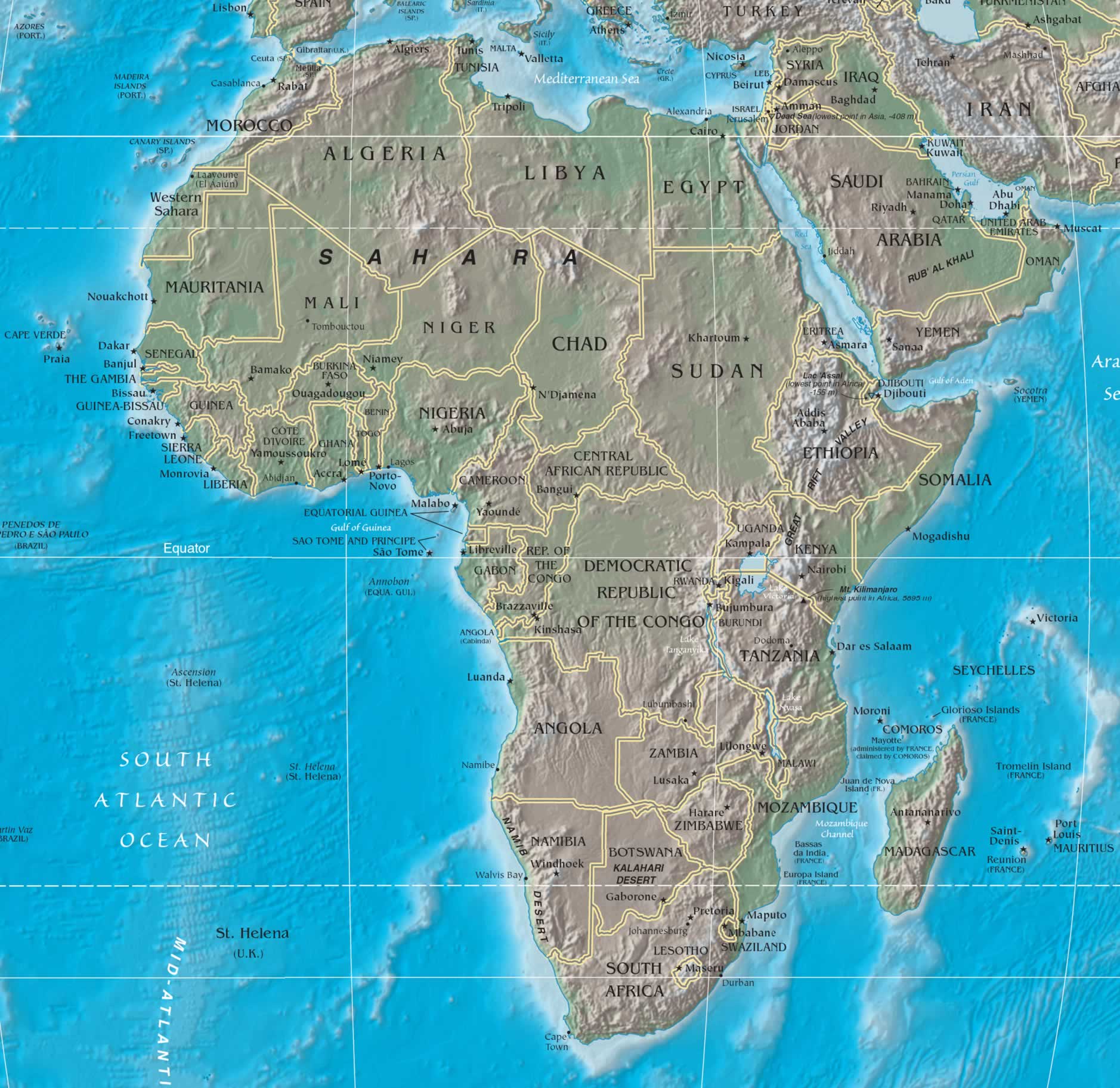 afrika fiziki haritasi