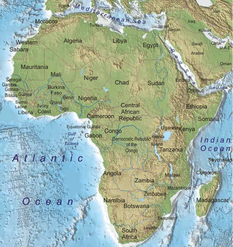fiziki haritasi afrika