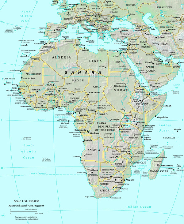 fiziki haritasi afrika