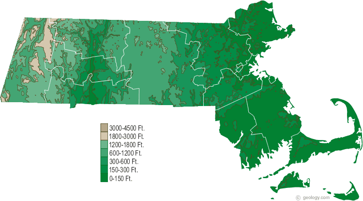 massachusetts fiziki haritasi