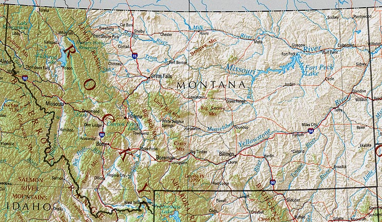 montana fiziki haritasi