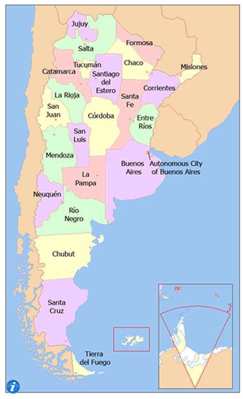 arjantin siyasi bolumler haritasi