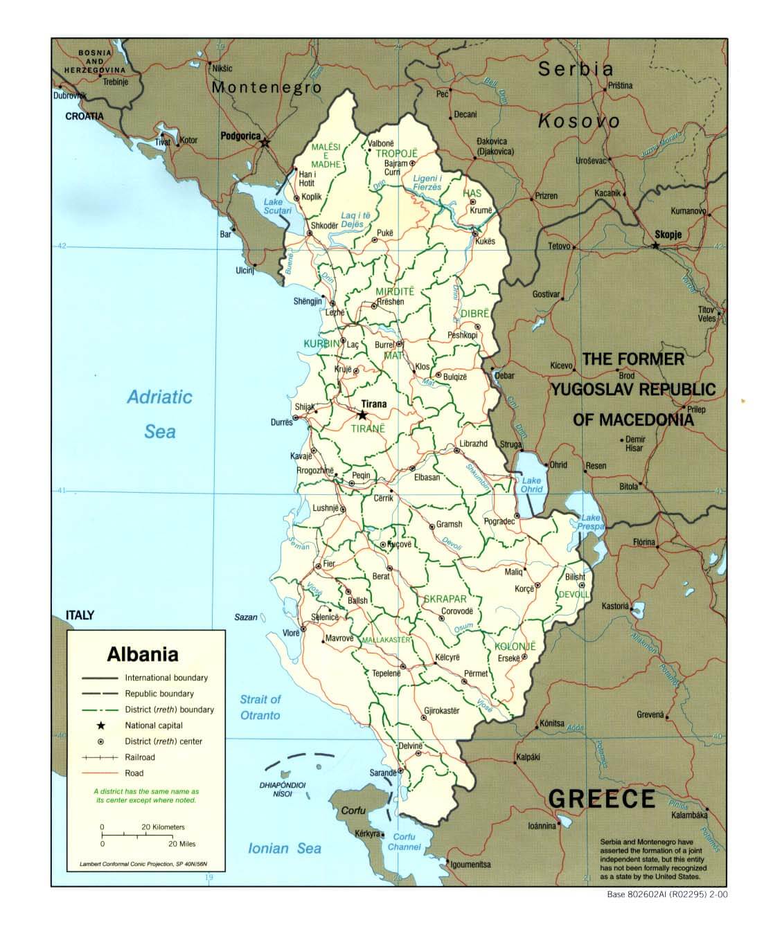 arnavutluk siyasi haritasi 2000