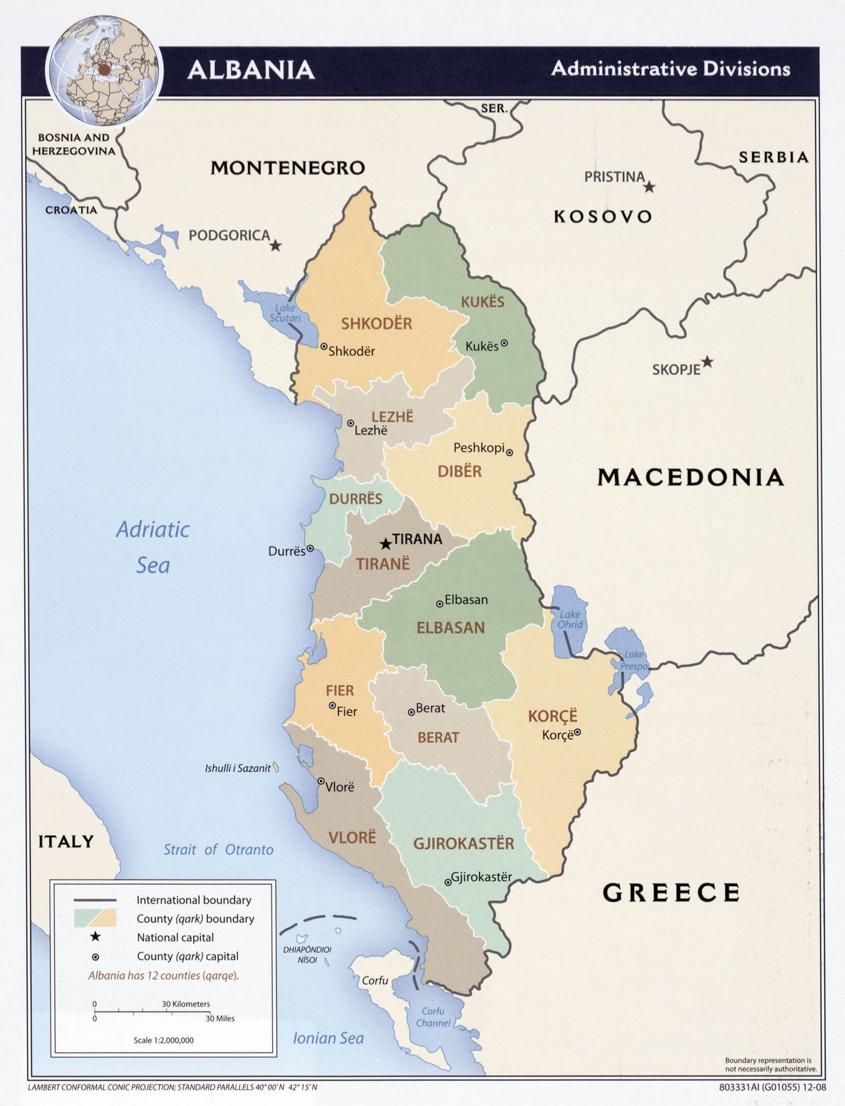 ilceler haritasi arnavutluk 2008