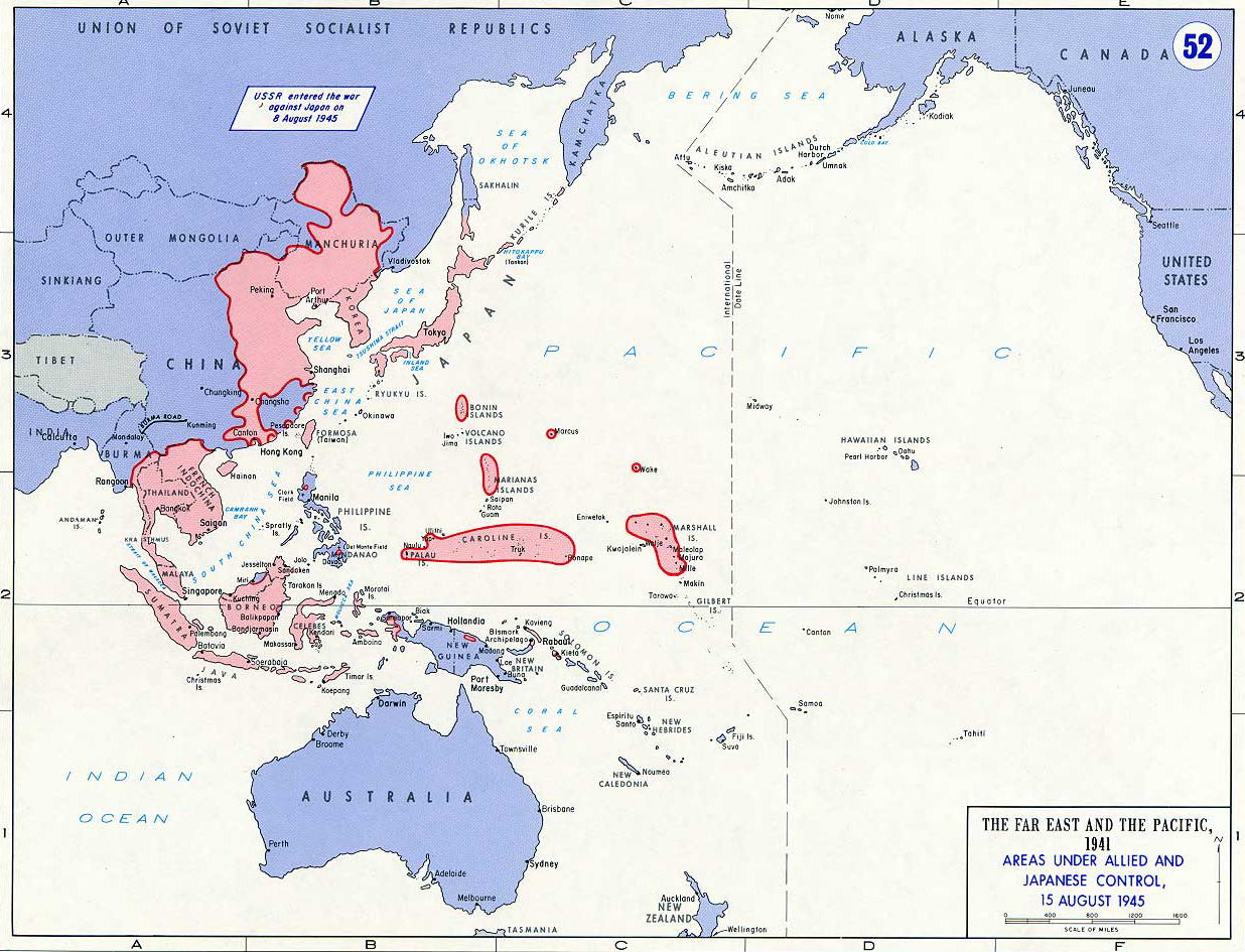 asya pasifik dunya haritasi 1945