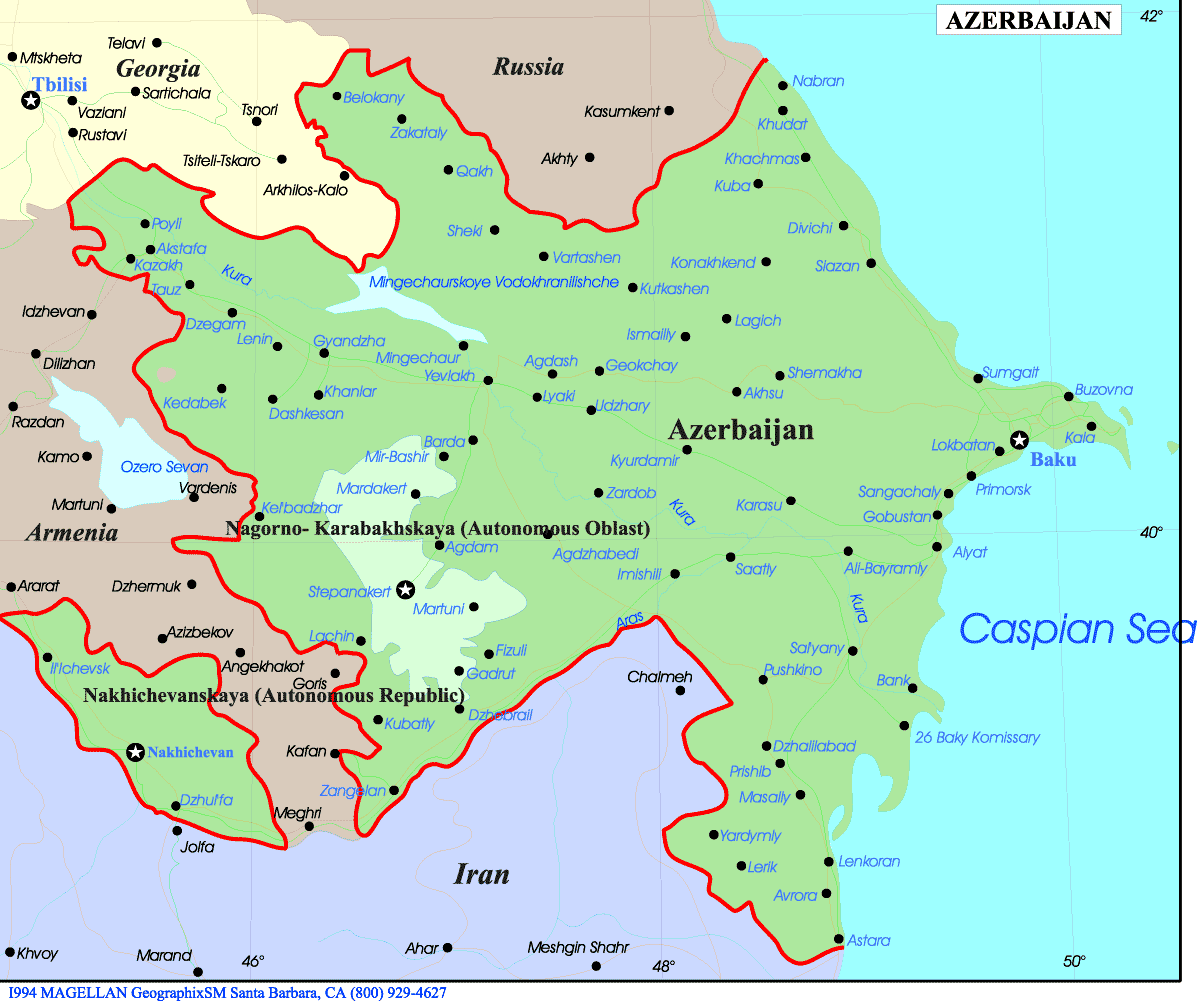 azerbeycan haritasi hazar denizi