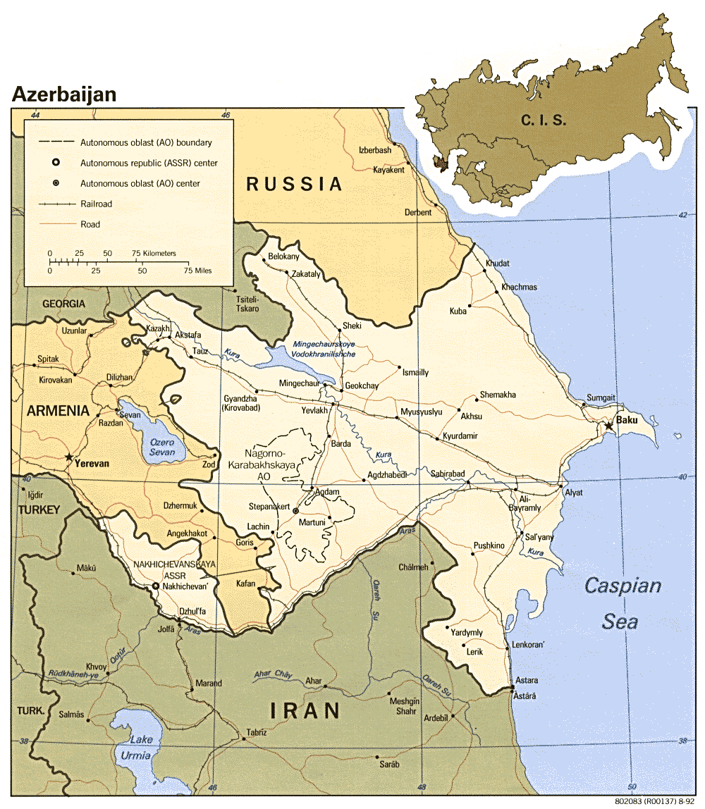azerbeycan haritasi rusya