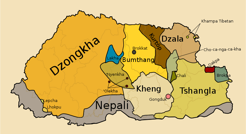 bhutan diller haritasi