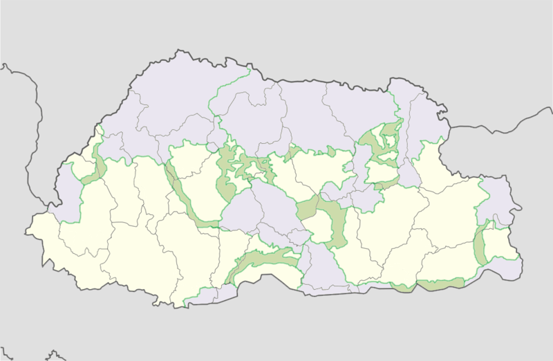 bhutan korumali alanlar haritasi