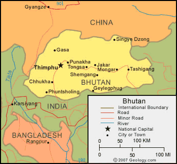 bhutan siyasi haritasi