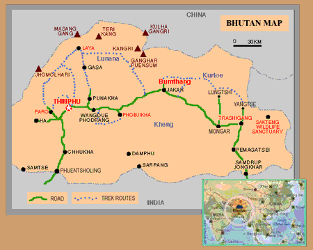 bhutan turizm haritasi