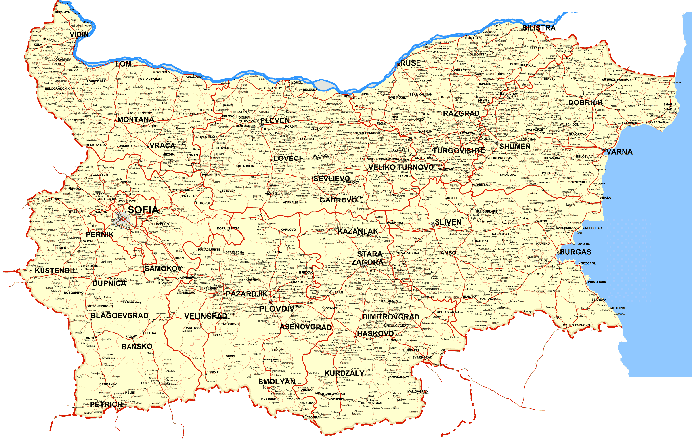 bulgaristan detayli haritasi