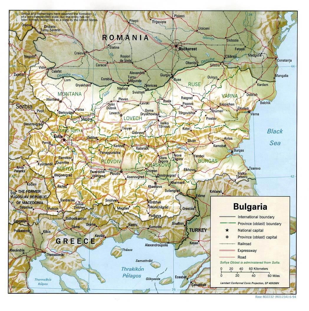 bulgaristan kabartma haritasi