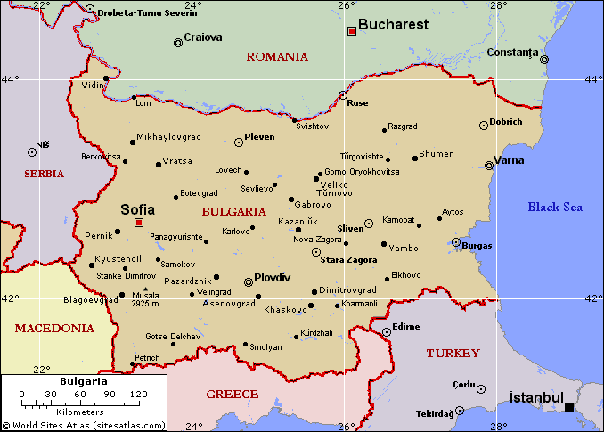 bulgaristan sehirler haritasi