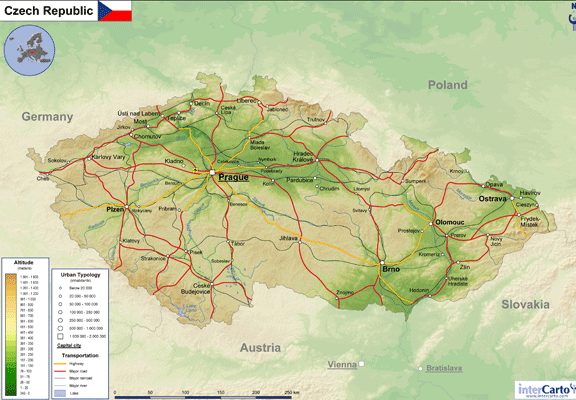 cek cumhuriyeti fiziki haritasi