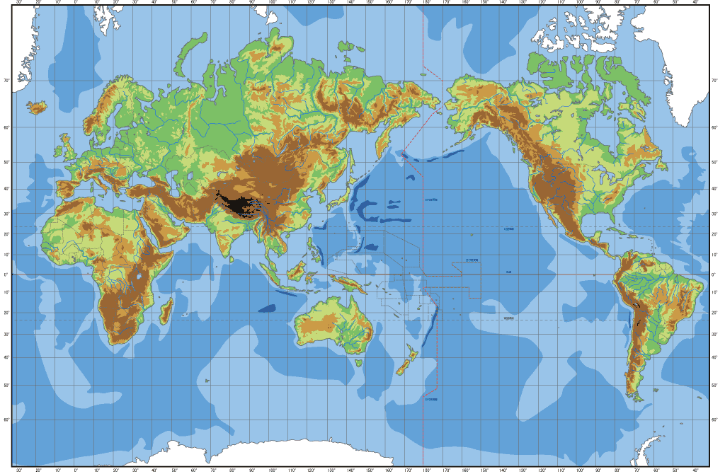 Boş Fiziki Dünya Haritası
