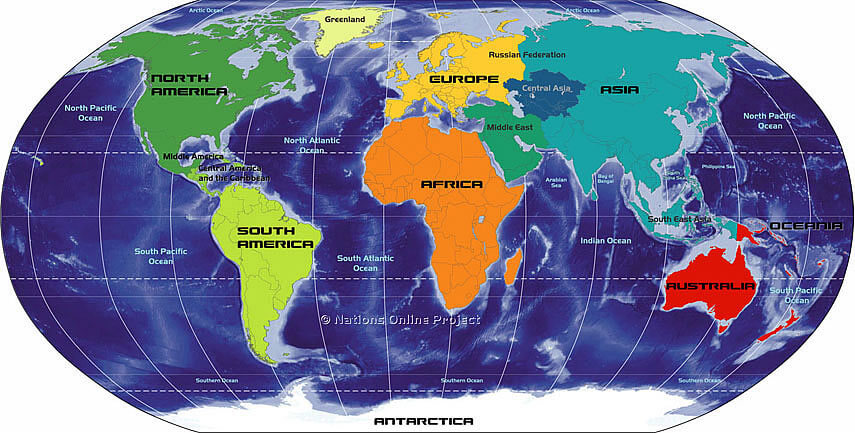 Kıtalarla Büyük Dünya Haritası