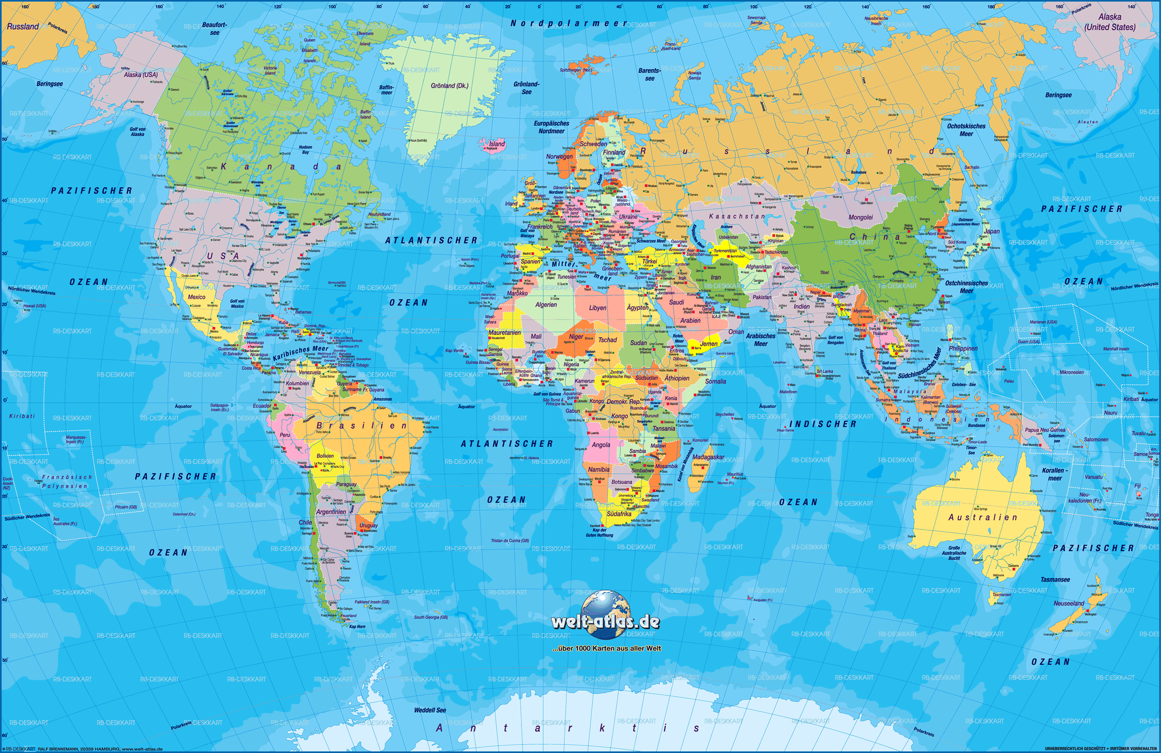 Dünya Haritası Almanca Dilinde