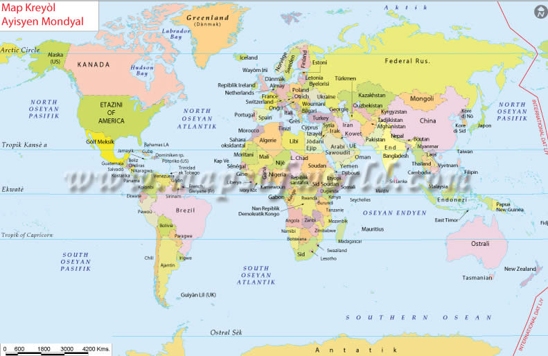 Dünya Haritası Creole Haitien Dilinde