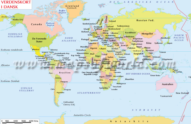 Dünya Haritası Danca Dilinde