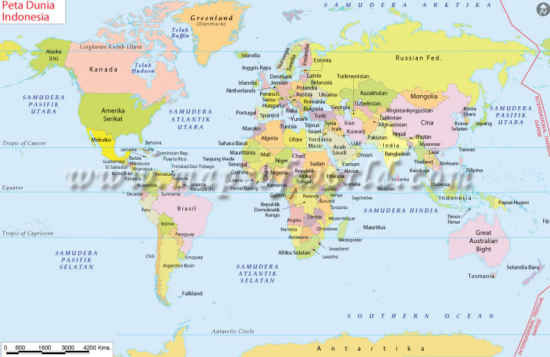 Dünya Haritası Endonezyaca Dilinde