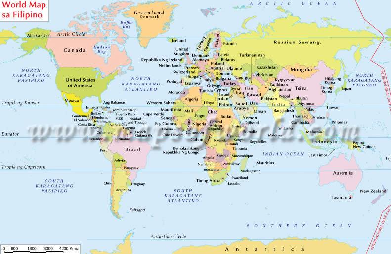 Dünya Haritası Filipince Dilinde