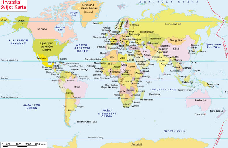 Dünya Haritası Hırvatca Dilinde